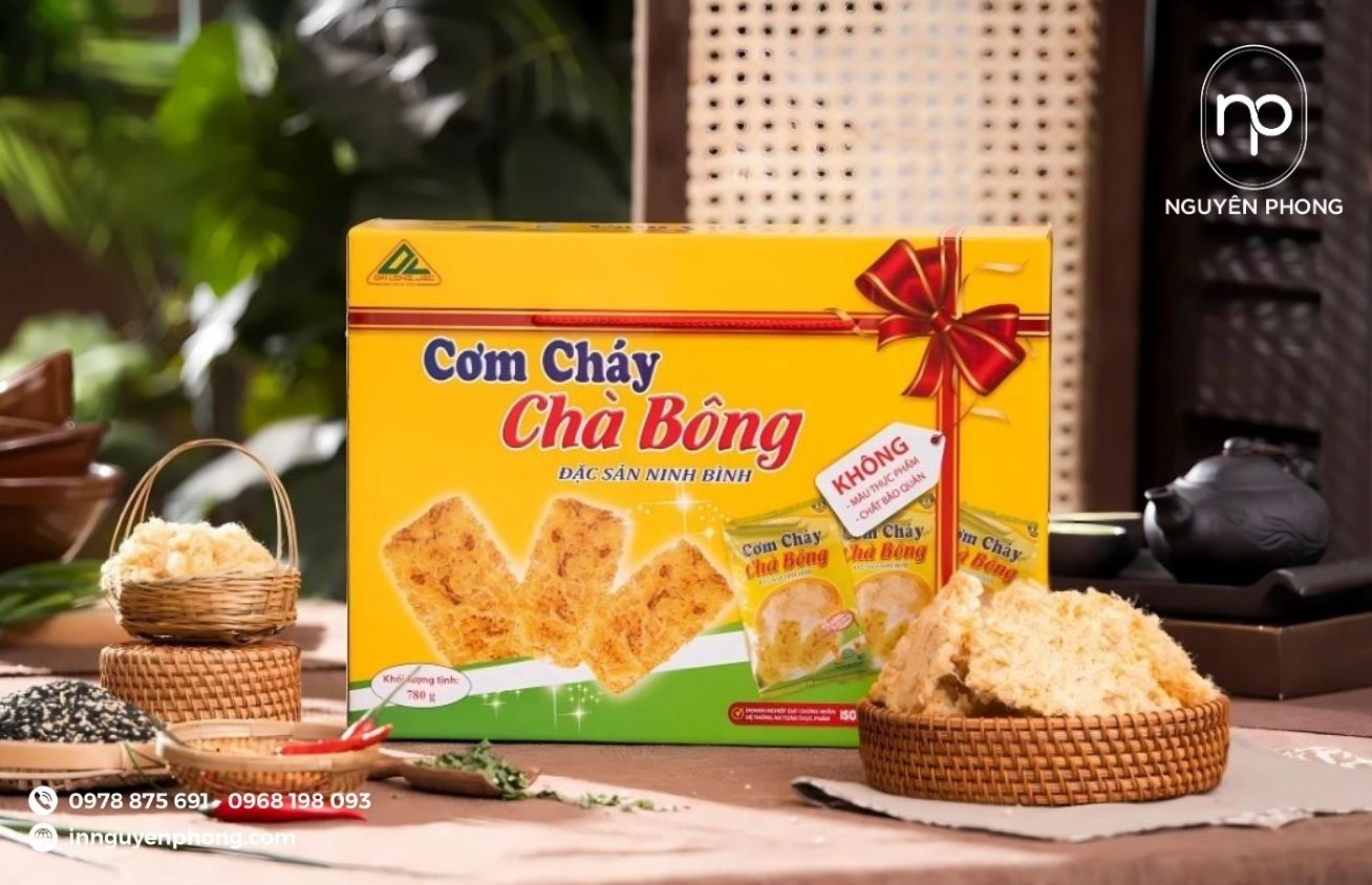 Mẫu hộp đựng cơm cháy in logo